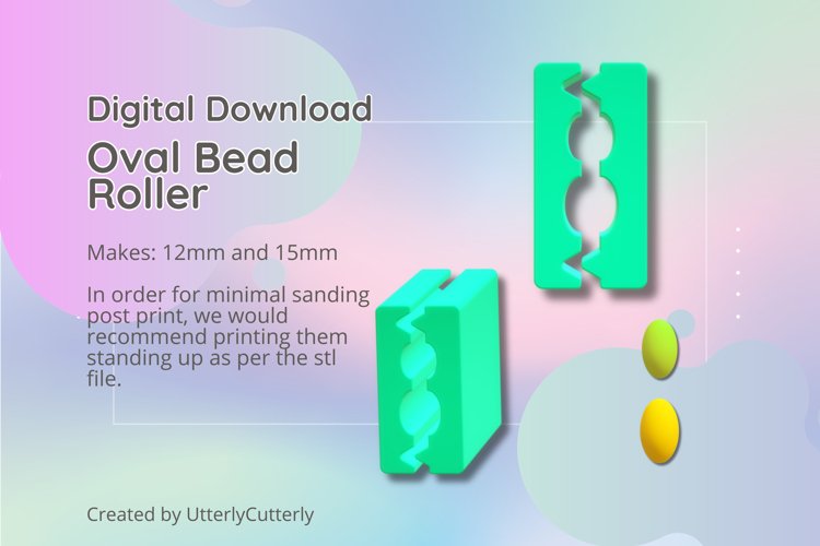 Oval Circle Polymer Clay Bead Roller STL - 2 Different example image 1