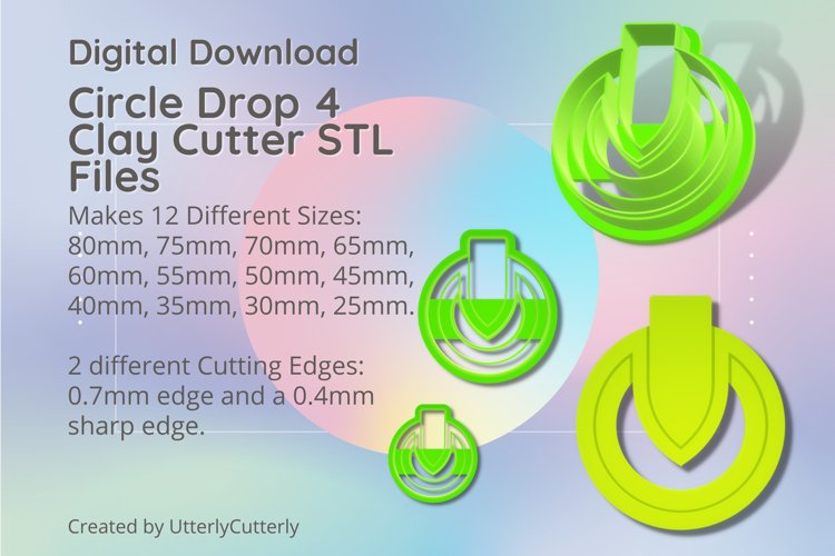 Circle Drop 4 Clay Cutter - Cookie Cutter STL File