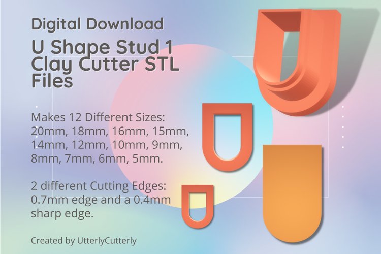 Stud Micro U Shape1 Clay Cutter - Cookie Cutter Stl