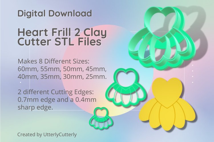 Heart Frill 2 Clay Cutter - Cookie Cutter STL File