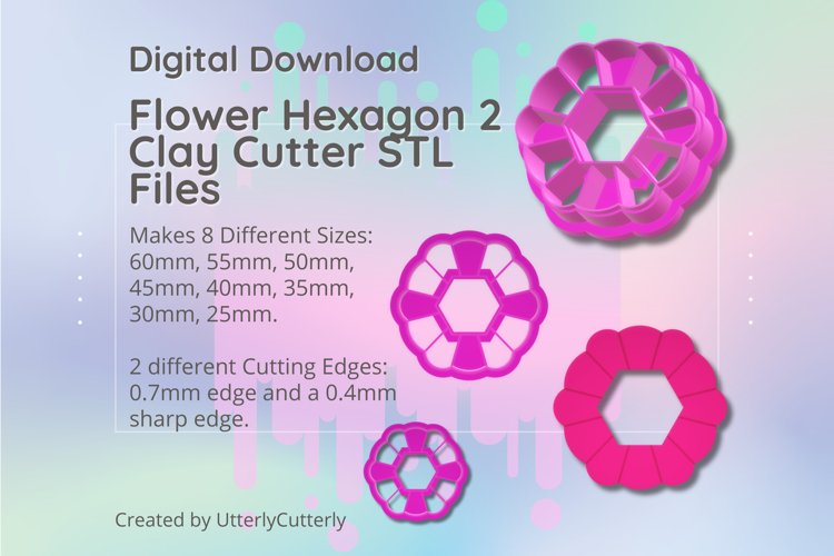 Clay Cutter STL File Flower Hexagon 2