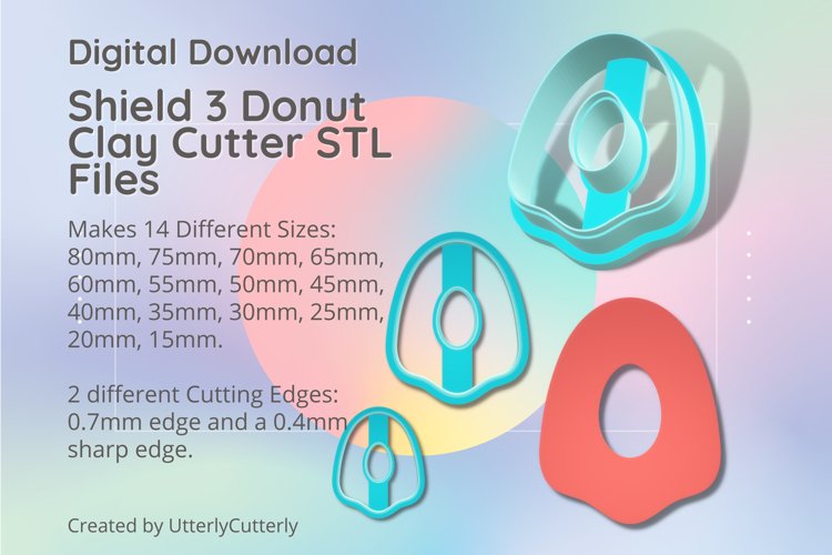 Shield 3 Donut Clay Cutter Earring -Cookie Cutter
