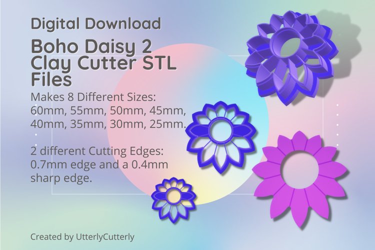 Boho Daisy 2 Clay Cutter - Cookie Cutter STL File