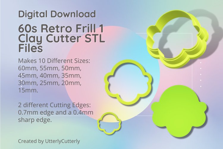 60s Retro Frill 1 Earring Clay Cutter -Cookie Cutter