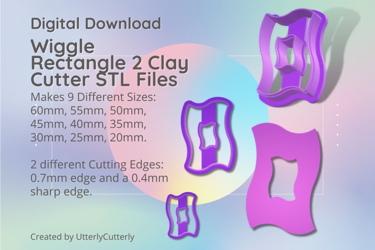 Wiggle Rectangle 2 Clay Cutter - Cookie Cutter STL File