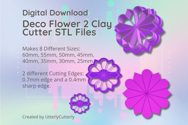 Clay Cutter STL File - Deco Flower 2 Clay Cutter Earring -Co