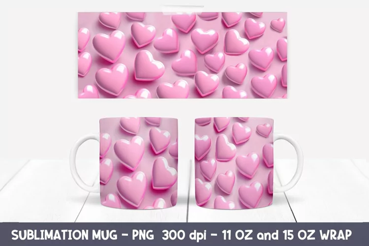 Valentine's Day Mug Wrap. Valentine Sublimation.