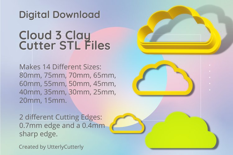 Cloud 3 Clay Cutter - Cookie Cutter STL File