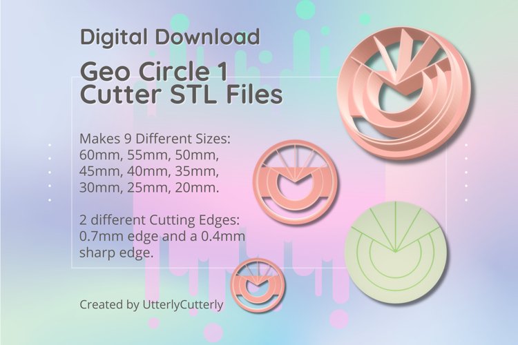 Clay Cutter STL File Geo Circle 1 - Modern Earring Digital F