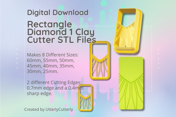 Clay Cutter STL File Rectangle Diamond 1 - Earring Digital F