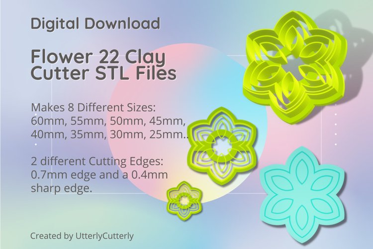 Flower 22 Clay Cutter - Cookie Cutter STL File