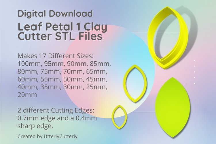 Leaf Petal 1 Clay Cutter - Cookie Cutter STL File