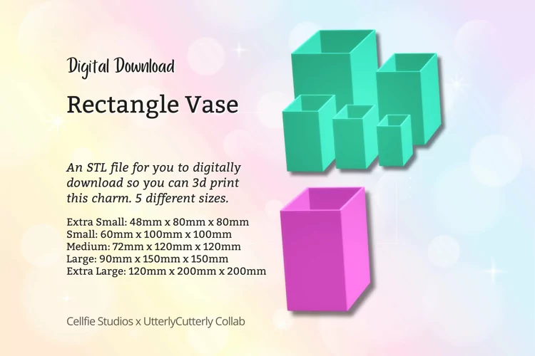 Rectangle 1 Vase STL File - Digital Download -5 Sizes- Homew