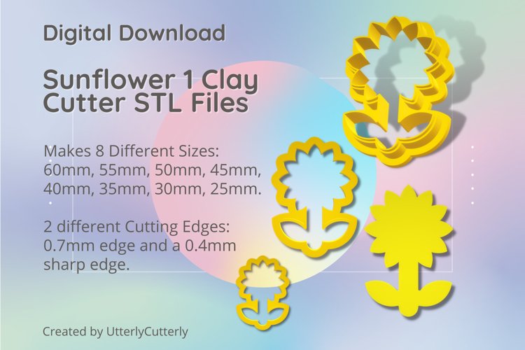 Sunflower 1 Clay Cutter - Cookie Cutter STL File