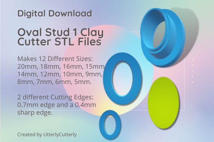 Stud Micro Oval 1 Clay Cutter - Cookie Cutter STL File
