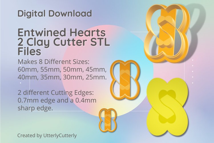 Entwined Hearts 2 Clay Cutter - Cookie Cutter STL File