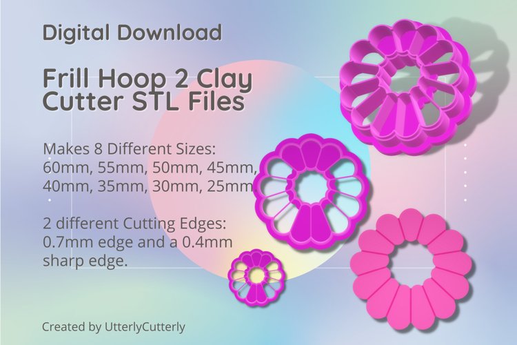 Retro Frill Hoop 2 Clay Cutter - Cookie Cutter STL File