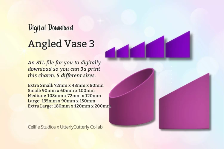 Angled Vase 3 STL File - Digital Download -5 Sizes- H