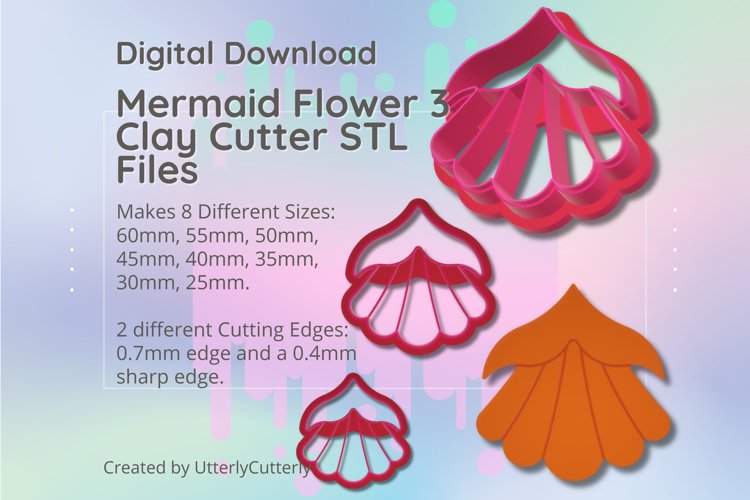 Clay Cutter STL File - Mermaid Flower 3 example image 1