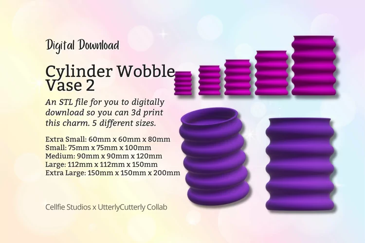 Cylinder Wobble Vase STL File - Digital Download -5 Sizes- H