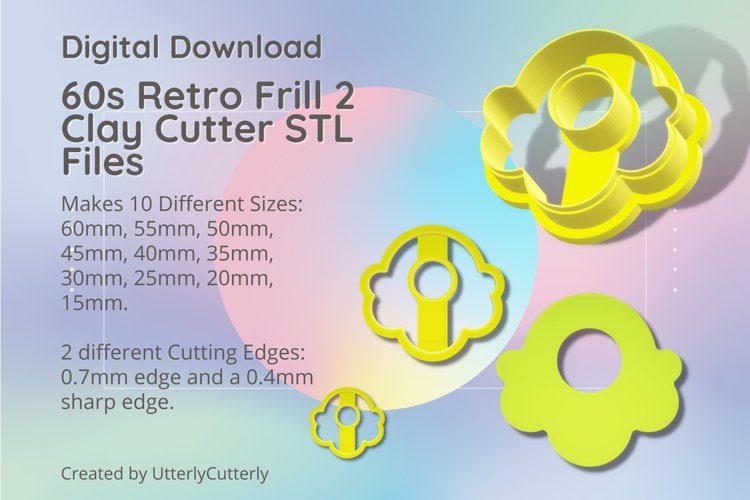 60s Retro Frill 2 Earring Clay Cutter -Cookie Cutter