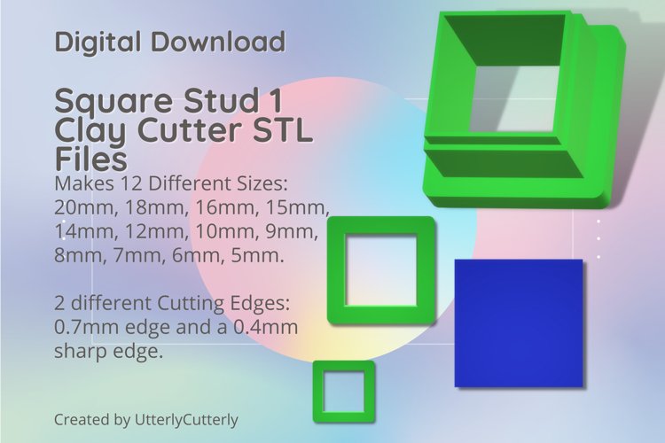Stud Micro Square 1 Clay Cutter - Cookie Cutter STL File