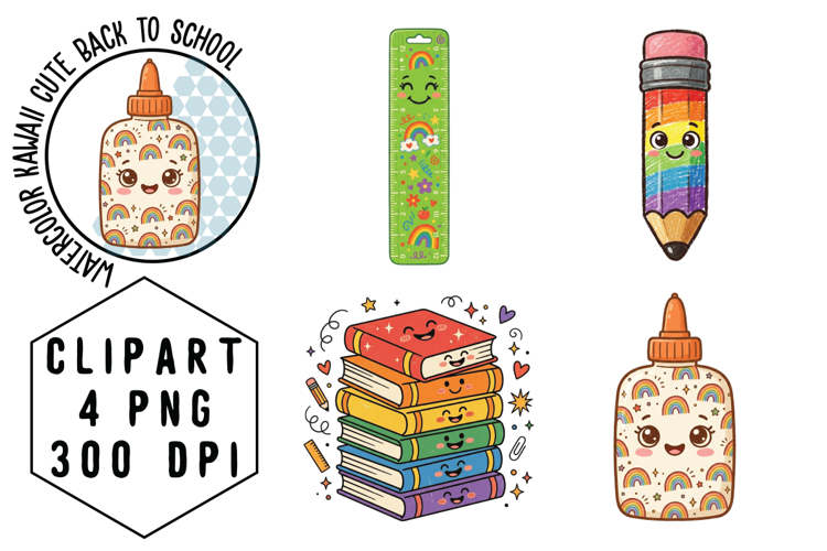 Watercolor Cute Back to School Png Clipart