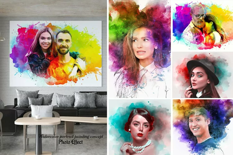 Watercolor portrait painting effect