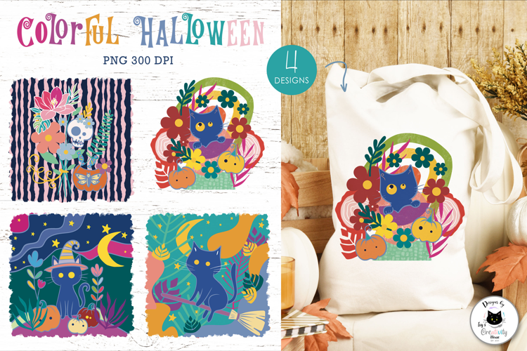 Black Cat Halloween Sublimation & DTF Designs