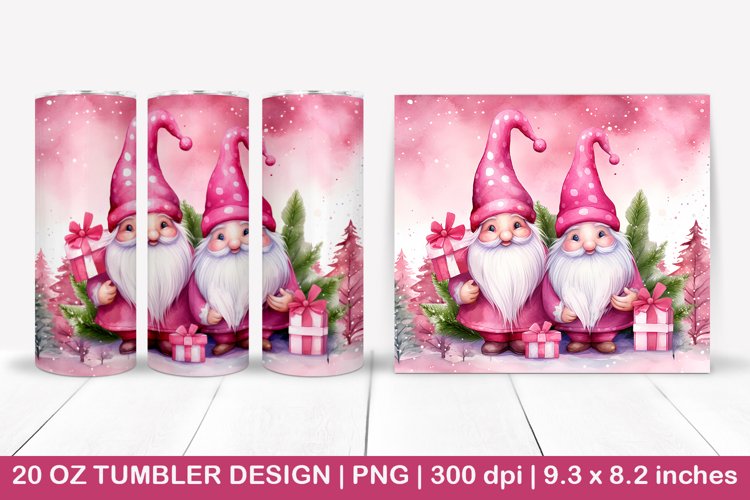 Pink Christmas Tumbler, Pink Gnomes,Christmas gnomes tumbler