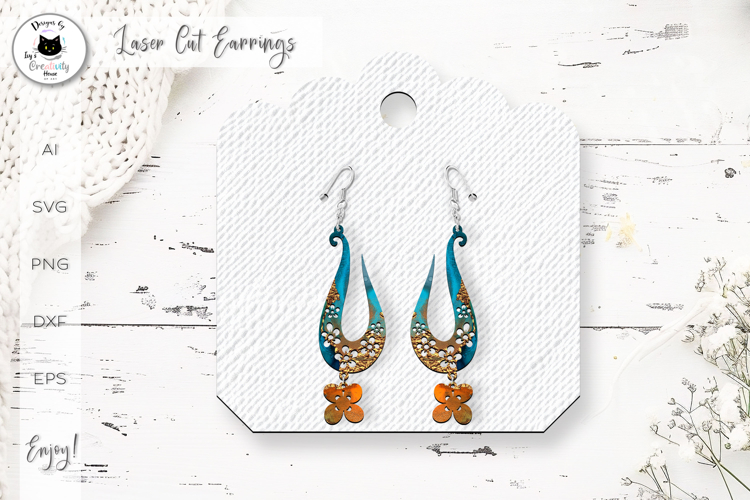 Floral Earrings Laser Cut SVG | Dangle Boho Earrings