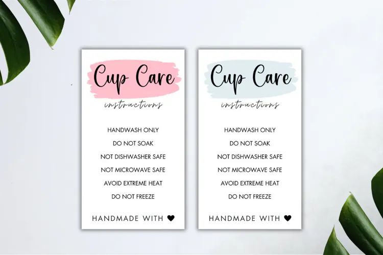 Tumbler Cup Care Instructions Card