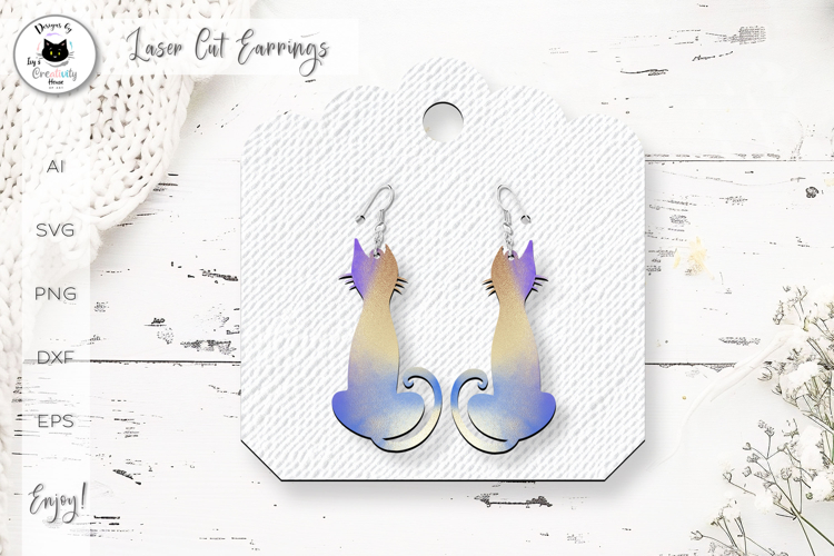 Minimalist Cat Earrings | Pet Laser Cut SVG