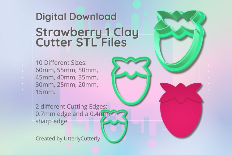 Clay Cutter STL File Strawberry Fruit 1- Summer Earring Digi