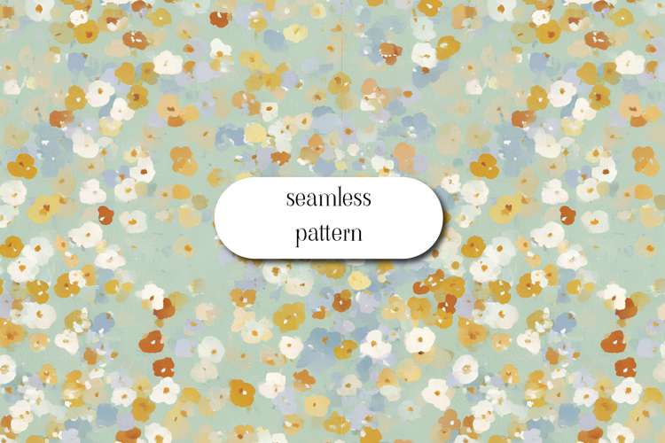 Ditsy Floral Seamless Pattern Sage Pastel Flowers JPG example image 1