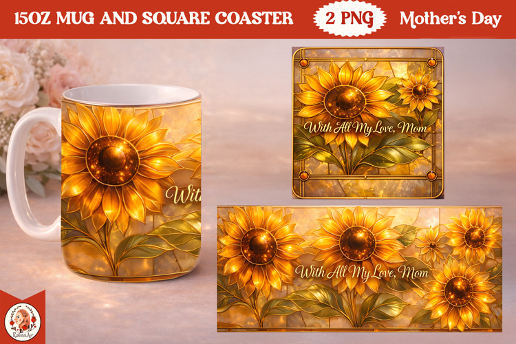 Mother’s Day luxury Mug & Coaster Sublimation Design
