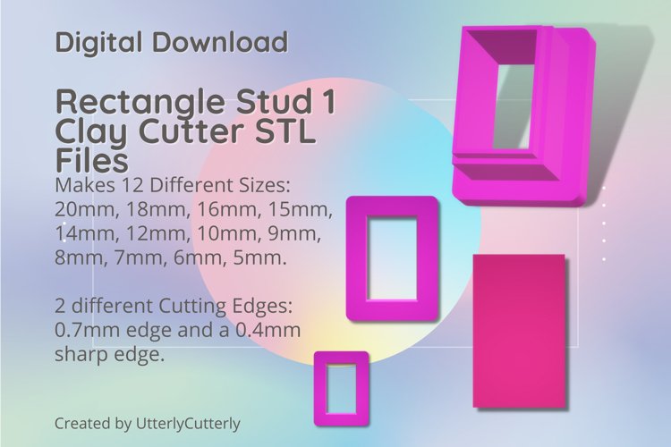 Stud Micro Rectangle 1 Clay Cutter - Cookie Cutter STL