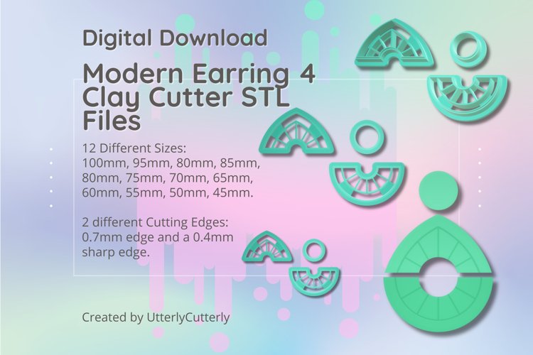 Modern Earring 4 Combo Clay Cutter - STL Digital File Downlo