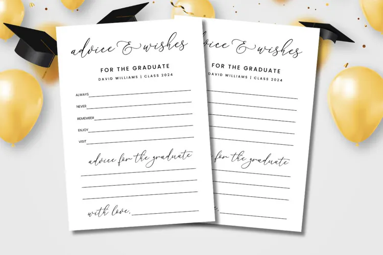 Graduation Wishes Advice Cards Template