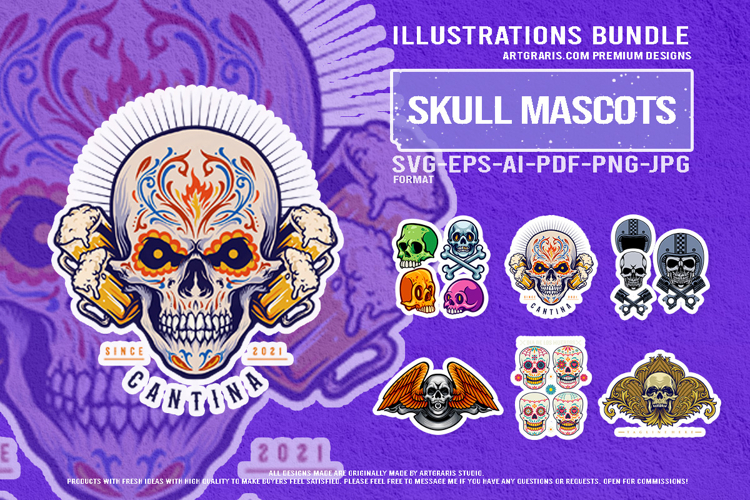 Creepy Skulls with Día de los Muertos Ornaments Bundle