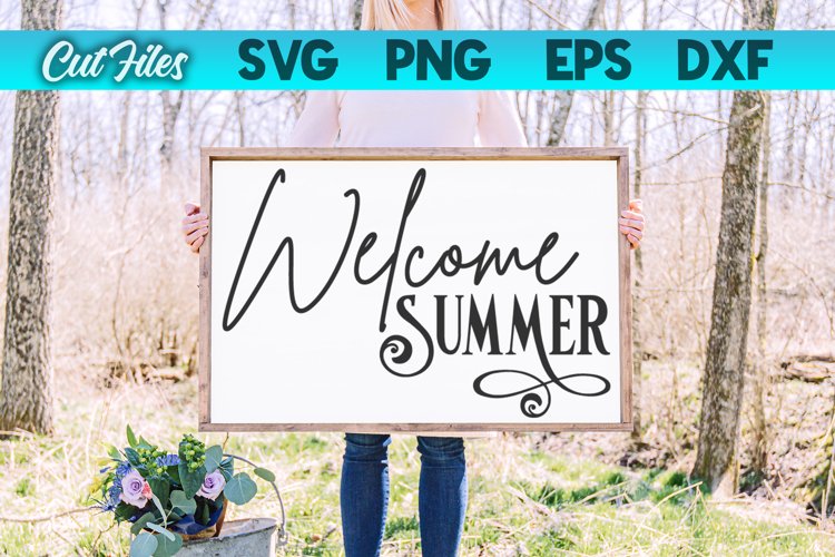 Welcome Summer SVG Cut File example image 1