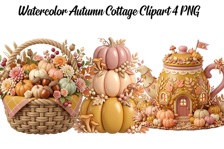 Watercolor Autumn Cottage Png Clipart