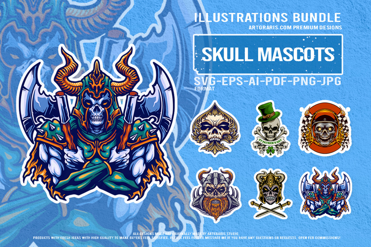 Dark skull design with fantasy armor horned helmets bundle