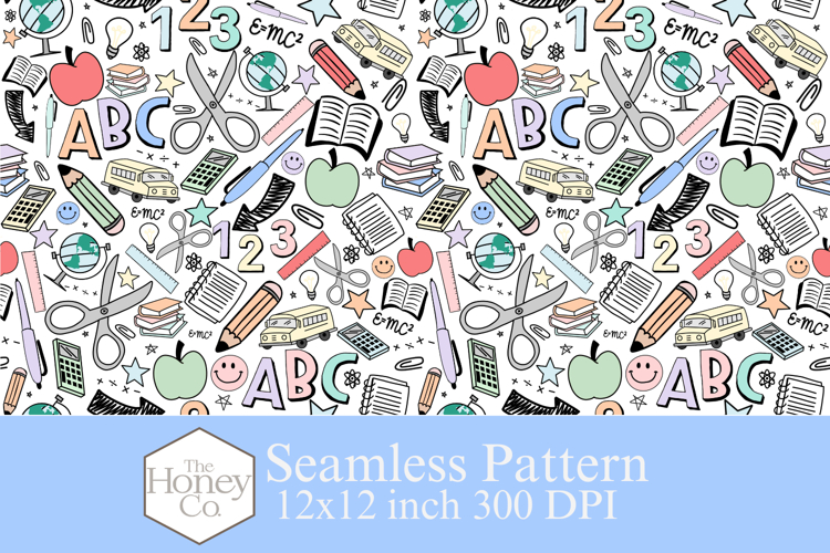 School Seamless Pattern | Fun School Tumbler Wrap Pattern