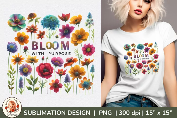 Cottagecore, Watercolor spring sublimation,wild flowers png