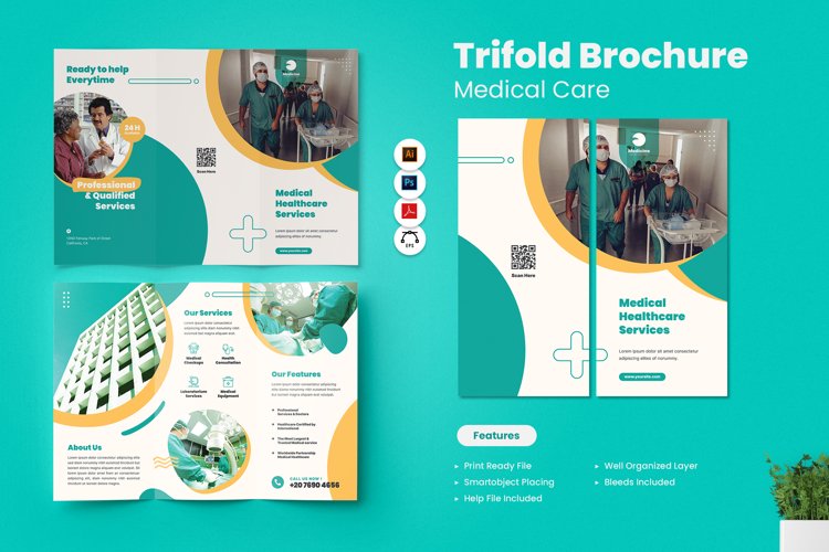 Medical Care Trifold Brochure example image 1