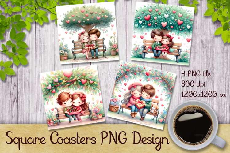 Loving Couple Square Coaster Designs