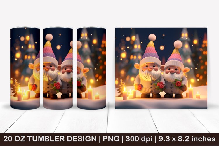 Christmas gnome tumbler,3d christmas tumbler,3D Christmas example image 1