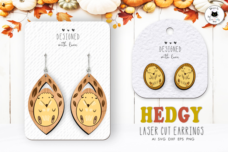 Cute Fall Dangle Earrings | Hedgehog Studs SVG