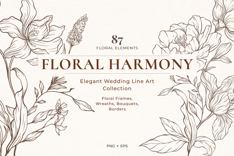 Floral Line Art Botanical Set for Wedding & Branding